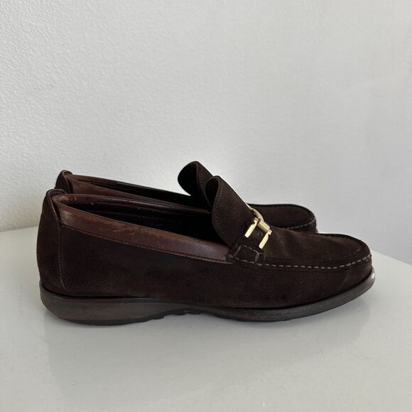 Vintage Salvatore Ferragamo Suede Penny Loafer Gold Buckle Brown Men\'s Size 8 main image 7